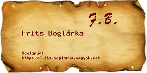 Frits Boglárka névjegykártya